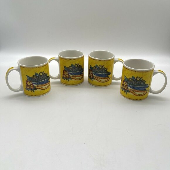 4 Collectible Hilo Hattie Mugs Souvenir Coffee Cups Hawaiian Tropical Hibiscus - Picture 2 of 12